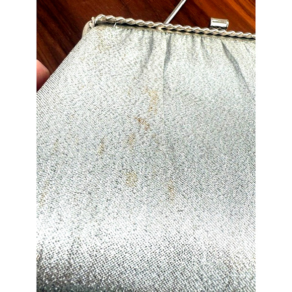 Vintage Harry Levine HL USA Silver Evening Clutch Bag Clasp with Chain 60's - Picture 8 of 14